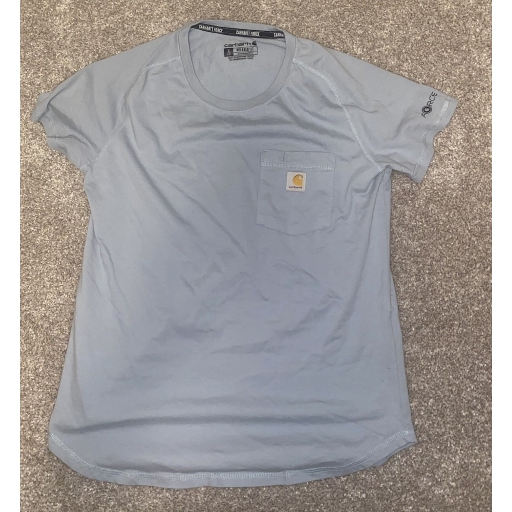 Carhartt Force Blue T Shirt Mens Small Pocket Relaxed Fit Cotton‎ Work TK4616-W